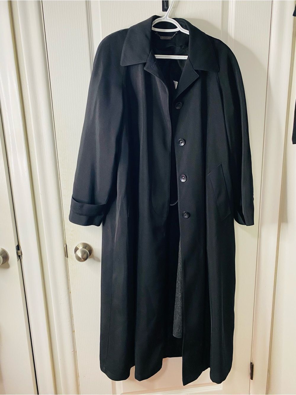 🛍️Liz Claiborne Black Textured Trench Coat Size 12